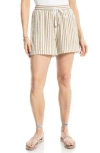 Max Studio Stripe Drawstring Waist Shorts In Neutral