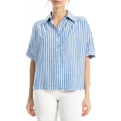 Max Studio Stripe Elbow Sleeve Button-up Shirt