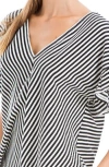 Max Studio Stripe Flutter Sleeve T-shirt In Black/white Captn Stripe
