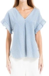 MAX STUDIO MAX STUDIO STRIPE FLUTTER SLEEVE T-SHIRT