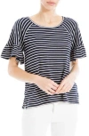 Max Studio Stripe Flutter Sleeve Top In Multi