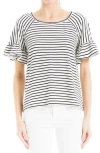Max Studio Flutter Textured Knit Top In Black