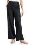 Max Studio Stripe High Waist Linen & Cotton Pants