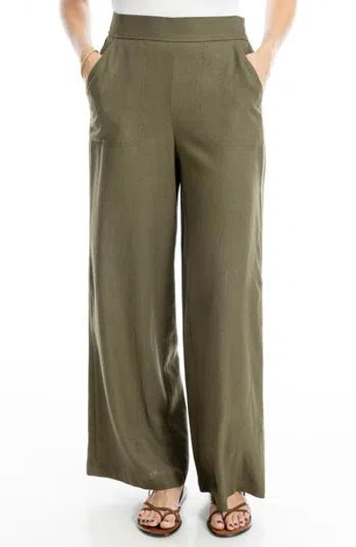 Max Studio Stripe High Waist Linen & Cotton Pants