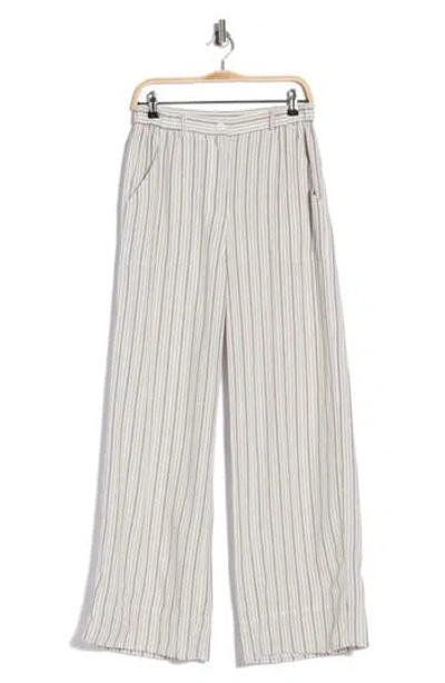 Max Studio Stripe High Waist Wide Leg Linen Blend Pants In Multi