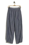 Max Studio Stripe Linen Blend Barrel Pants In Gray
