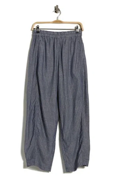 Max Studio Stripe Linen Blend Barrel Pants