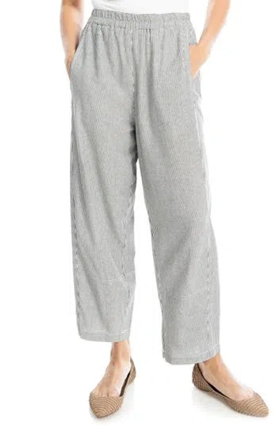 Max Studio Stripe Linen Blend Barrel Pants In Gray