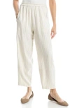 Max Studio Stripe Linen Blend Barrel Pants In Natural/black