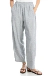 Max Studio Stripe Linen Blend Barrel Pants In Navy/white