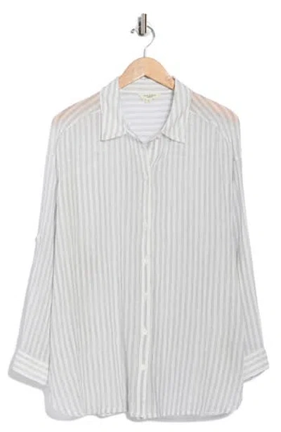 Max Studio Stripe Long Sleeve Button-up Shirt In Gray