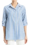 Max Studio Stripe Oversize Long Sleeve Button-up Tunic
