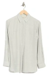 Max Studio Stripe Oversize Long Sleeve Button-up Tunic In Gray