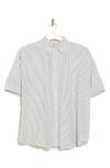 Max Studio Stripe Oversized Button-up Shirt In White/ Black Stripe