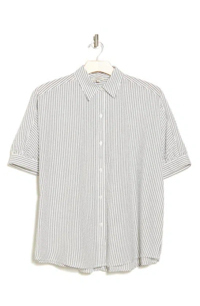 Max Studio Stripe Oversized Button-up Shirt In White