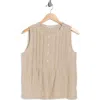 Max Studio Stripe Pintucked Sleeveless Top In Brown