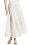 Max Studio Stripe Pleated A-line Skirt In Taupe/black/ivory Stripe