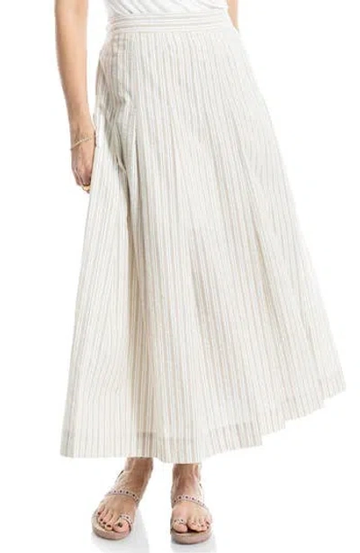 Max Studio Stripe Pleated A-line Skirt In Taupe/black/ivory Stripe