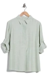 Max Studio Stripe Popover Tunic In Green