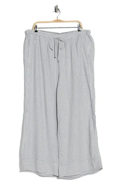 Max Studio Stripe Pull-on Wide Leg Pants In Gray