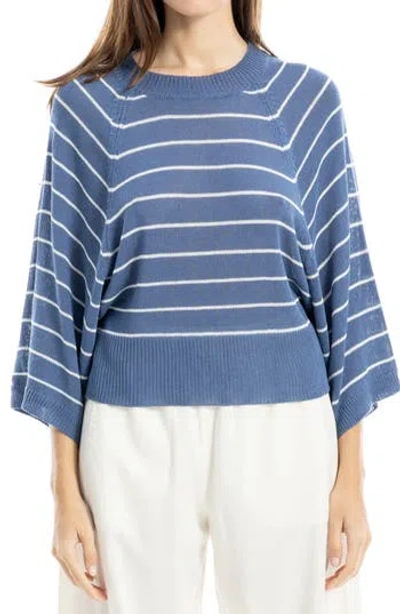Max Studio Stripe Raglan Sleeve Sweater In Blue