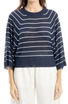 Max Studio Stripe Raglan Sleeve Sweater In Blue
