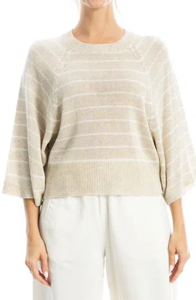 Max Studio Stripe Raglan Sleeve Sweater In Neutral