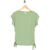 Max Studio Stripe Rib Ruched T-shirt In Green