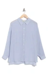 Max Studio Stripe Roll Sleeve Button-up Shirt