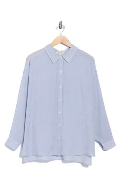 Max Studio Stripe Roll Sleeve Button-up Shirt