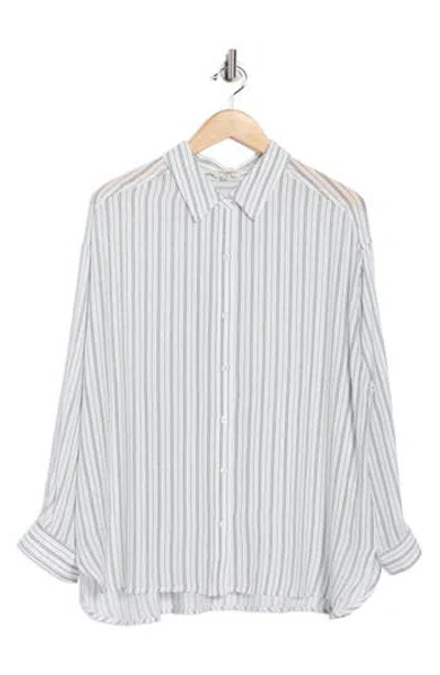 Max Studio Stripe Roll Sleeve Button-up Shirt