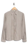 Max Studio Stripe Ruffle Front Button-up Shirt In Neutral