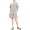 Max Studio Stripe Ruffle Short Sleeve Shift Dress