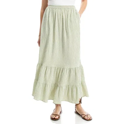 Max Studio Stripe Seersucker Maxi Skirt In White