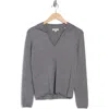 Max Studio Stripe Sharkbite Sweater In Heather Gray