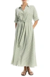 Max Studio Stripe Short Sleeve Maxi Shirtdress In Green