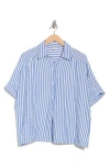 Max Studio Stripe Short Sleeve Textured Button-up Shirt
