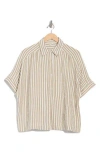 Max Studio Stripe Short Sleeve Textured Button-up Shirt