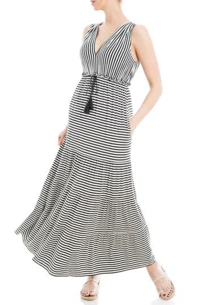 Max Studio Stripe Tiered Maxi Dress