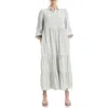 Max Studio Stripe Tiered Maxi Shirtdress In White