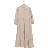 Max Studio Stripe Tiered Maxi Shirtdress In Multi
