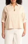 Max Studio Stripe Top In Blush