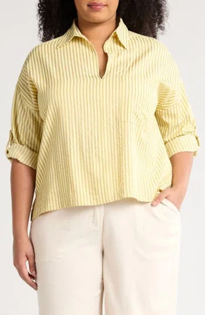 Max Studio Stripe Top In Yellow