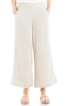 Max Studio Max Mara Studio Linen-blend Wide Leg Pant In Natural Black Pinstripe