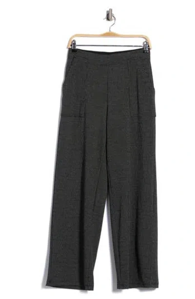 Max Studio Stripe Wide Leg Ponte Pants In Black