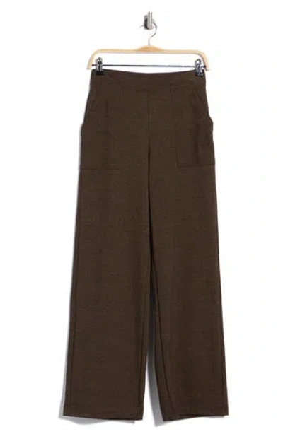Max Studio Stripe Wide Leg Ponte Pants In Brown