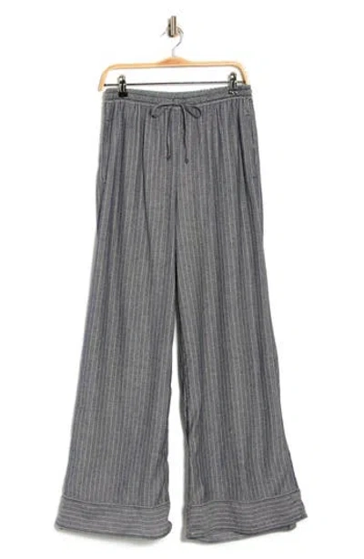 Max Studio Stripe Wide Leg Pull-on Pants In Gray