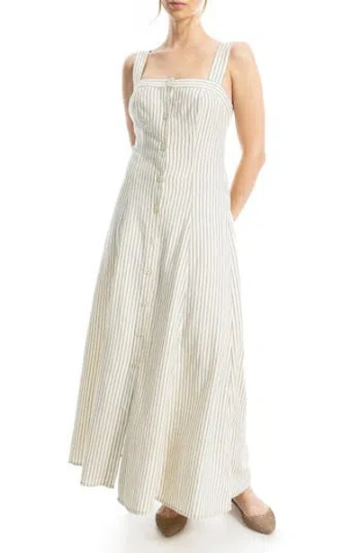 Max Studio Stripe Wide Strap Button Front Maxi Dress In Multi