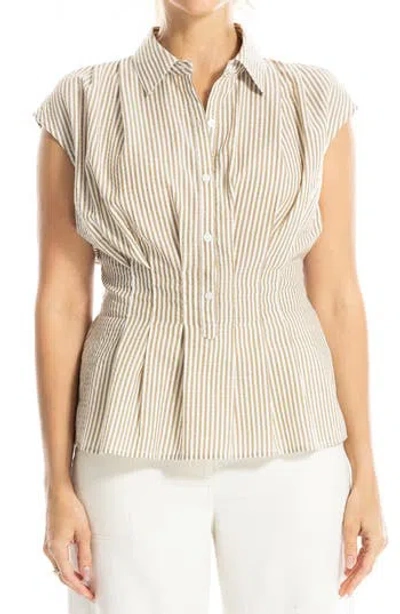 Max Studio Striped Cap Sleeve Shirt In Multi