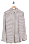 Max Studio Striped Long Sleeve Button Front Shirt In Multi